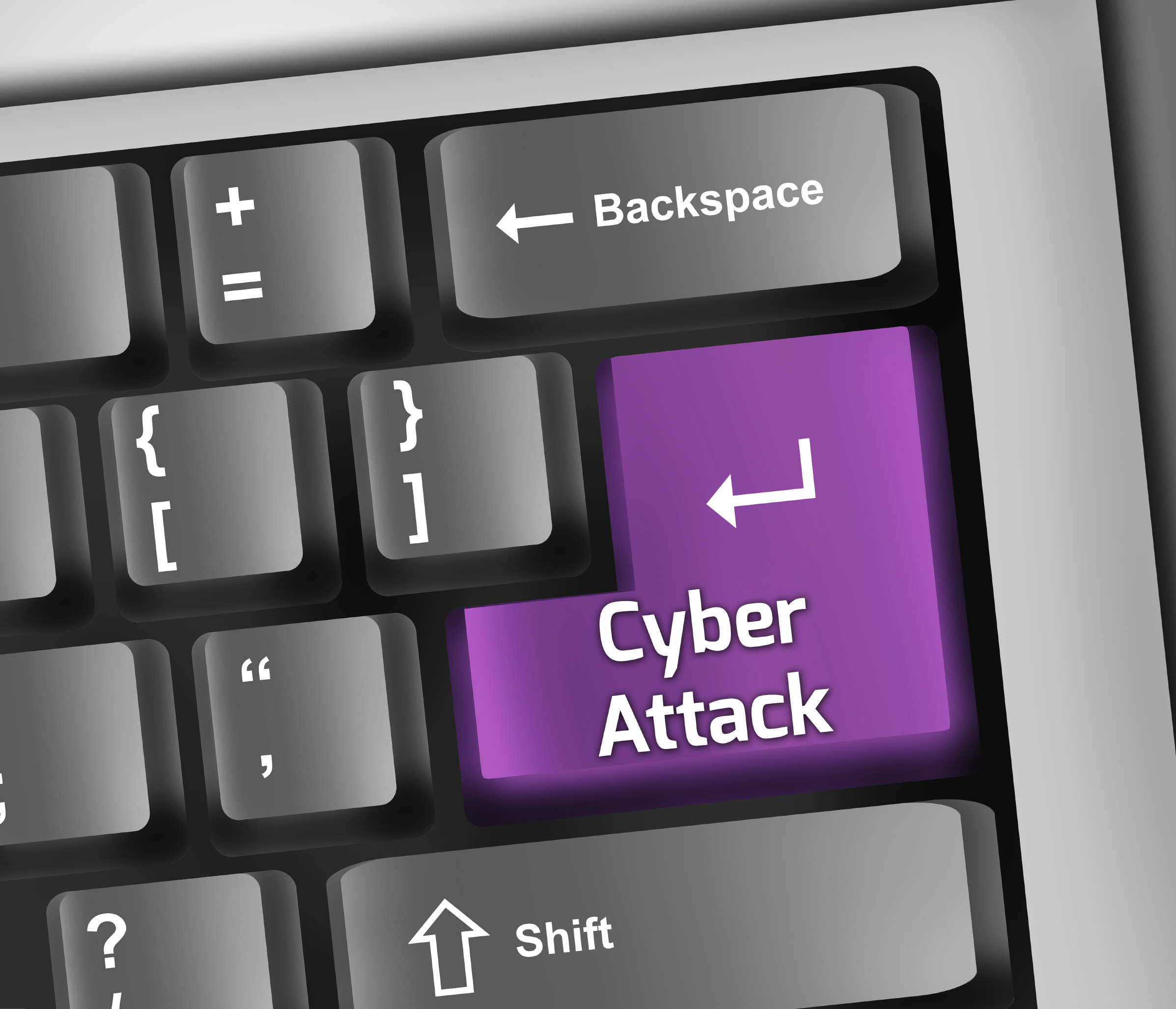 Keyboard Illustration with Cyber Attack wording